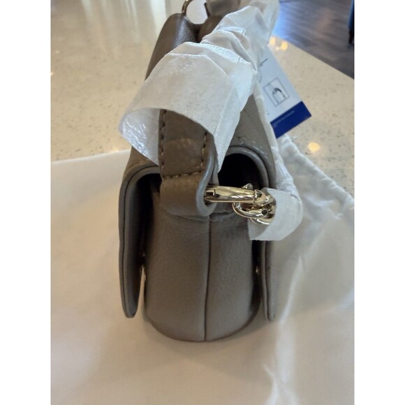 minkeeblue Quilted Taupe Crossbody Bag with Detachable Strap Chevron Pattern - Picture 2 of 8